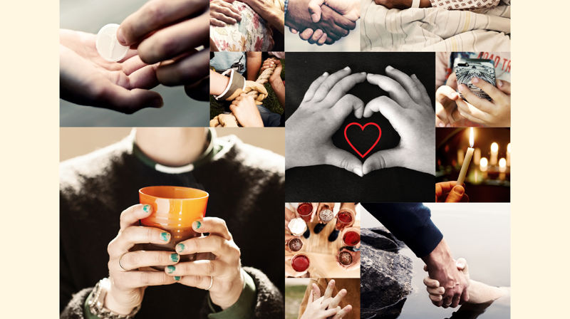 En av tre plakater fra Oslo bispedømmes trikkekampanje om diakoni.