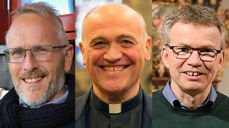 Tre kandidater står igjen før tilsetting av ny biskop i Tunsberg i juni. Fra venstre: Kjetil Haga, Jan Otto Myrseth og Øystein Magelssen.