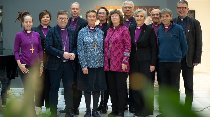 Bildet er tatt i anledning utdeling av Olavstipend 2026 og bispemøtet i oktober 2025. Biskop Stig Lægdene var på det tidspunktet fungerende biskop i Nord-Hålogaland. Foto: Kirkerådet