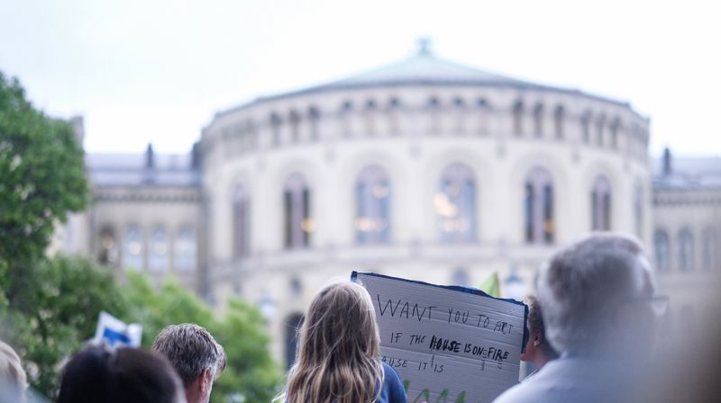 Fra en markering utenfor Stortinget