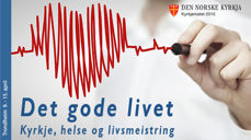 Plakaten for Kyrkjemøtet presenterer hovudtemaet for Kyrkjemøtet 2015: Kyrkje, helse og livsmeistring.