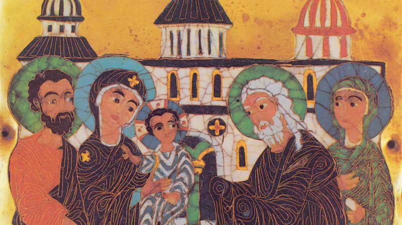 Herren møter Simeon. Georgisk kunstverk fra 1100-tallet. (Wikimedia Commons)