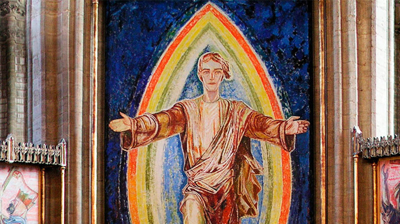 Foto: Oppstandelsen. Detalj fra altertavlen i Linköpings domkirke i Sverige, malt av Henrik Sørensen.