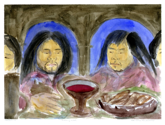 HRM - Det siste måltid (Nattverden_Evening meal (Johannes (delvis skjult) Jesus, Judas Iskariot)).png