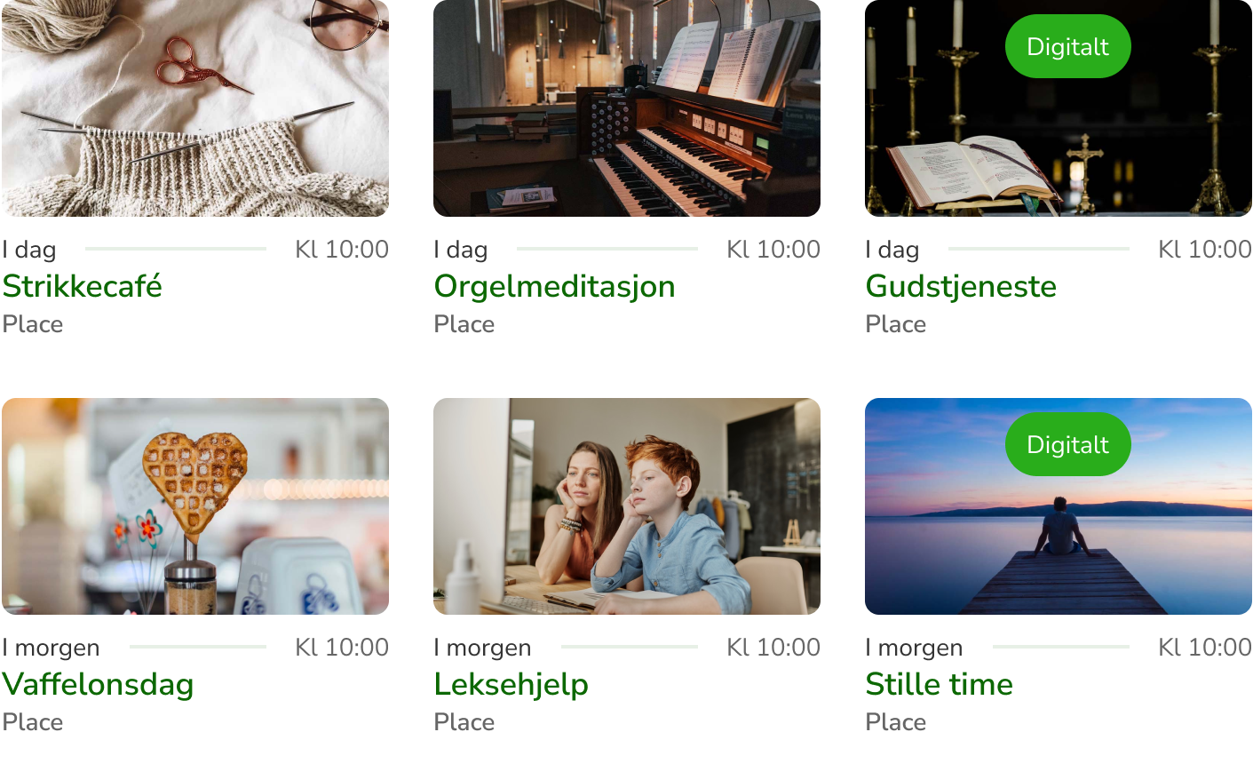 Utsnitt fra den nye arrangementsoversikten.