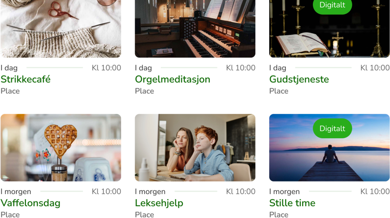 Utsnitt fra den nye arrangementsoversikten.